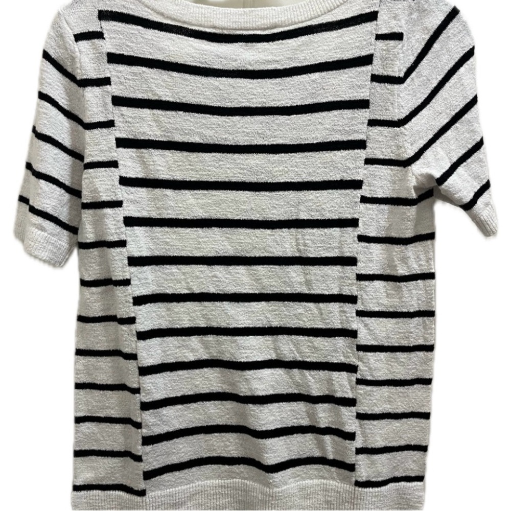 Loft Women’s Black & White Mixed Stripe Sweater Top - Picture 3 of 3